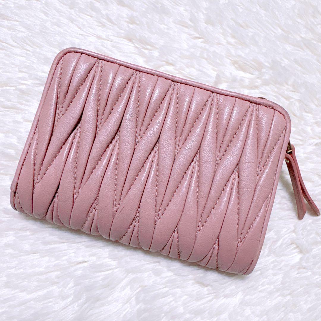 ♡美品♡ミュウミュウ 三つ折り財布 マテラッセ レザー L字