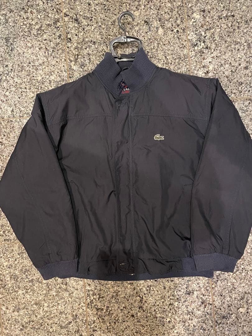 希少》古着 LACOSTE ラコステ ワンポイント刺繍 ジップアップ 黒
