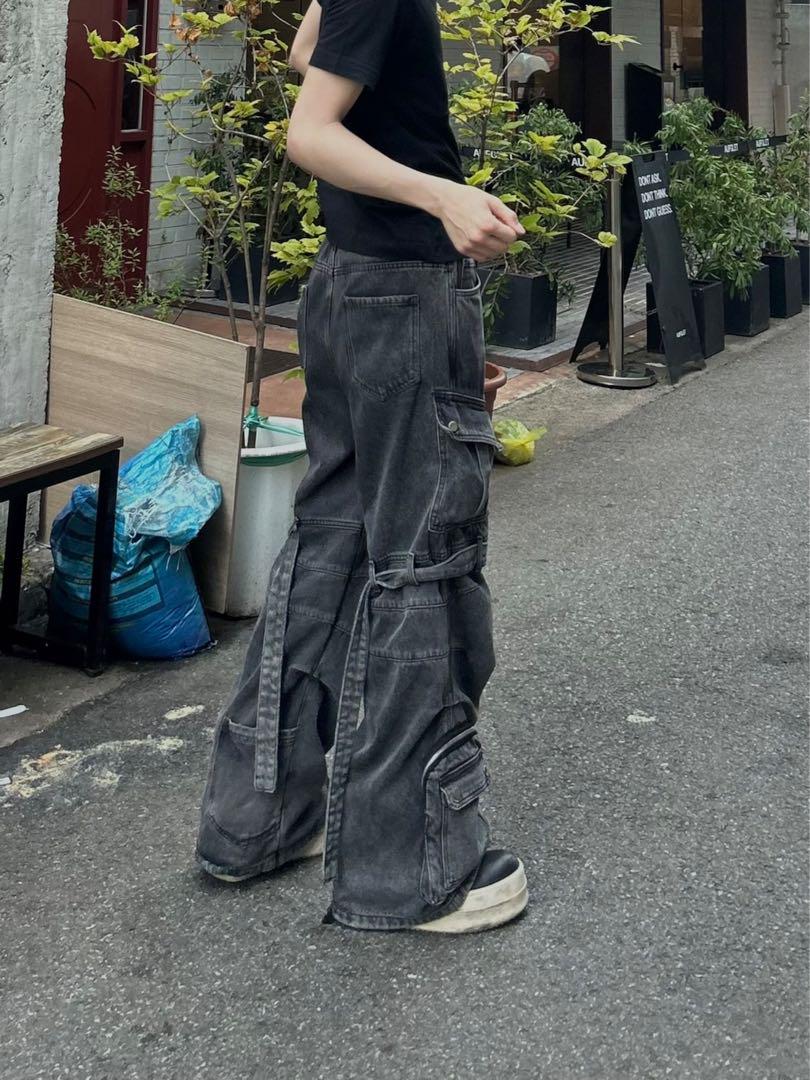 パンツ Radiant Belt cargo black denim