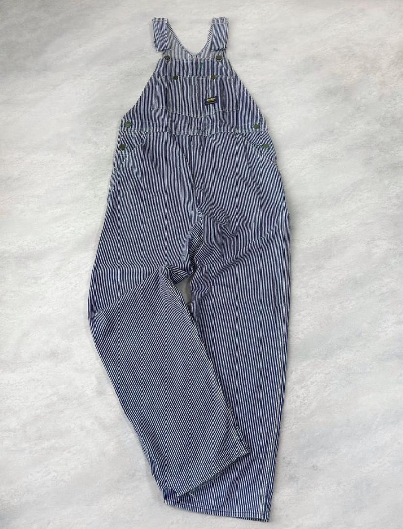 OSHKOSH USA製 90s ヒッコリー オーバーオール VESTBAKタグ