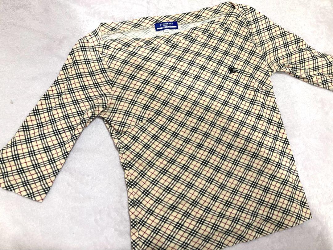 即日発送＊美品＊細見えBURBERRY チェック柄 七分丈 カットソー 5,900円