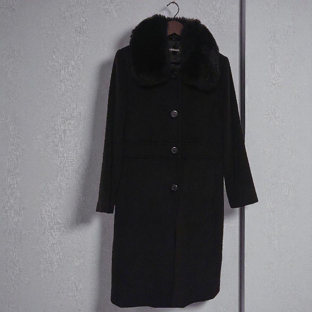 アンゴラ フォックスファー ロングコート マキシ丈 センタースリットXL LL