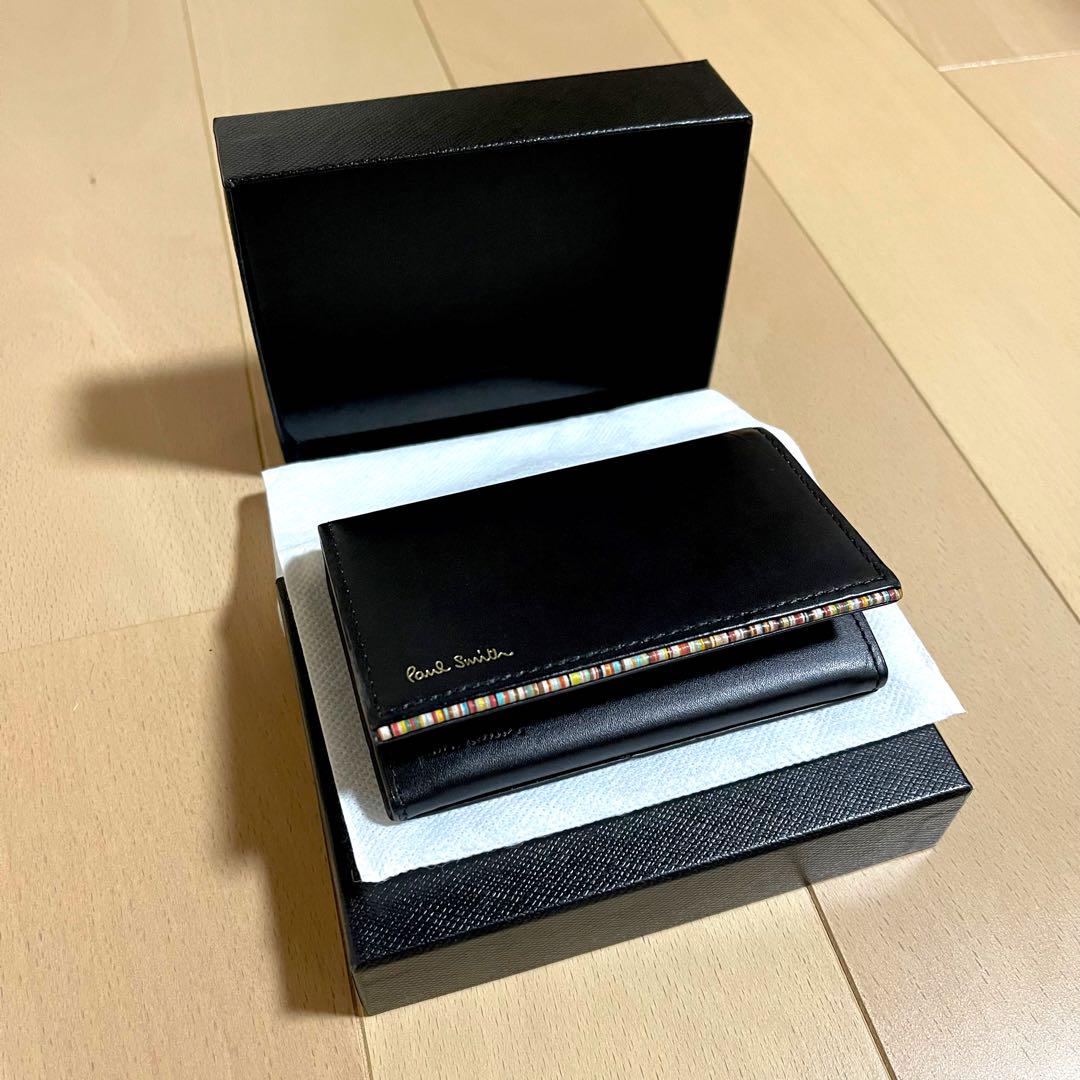 Paul Smith   ストライプポイント　名刺入れ　ほぼ未使用品　ブラック
