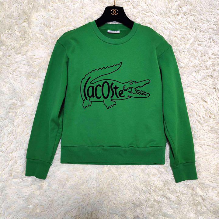 国産正規店 美品 クルーネックスウェット サイズS 緑 HoePF-m19581942797 LACOSTE クロコロゴプリント 得価高評価