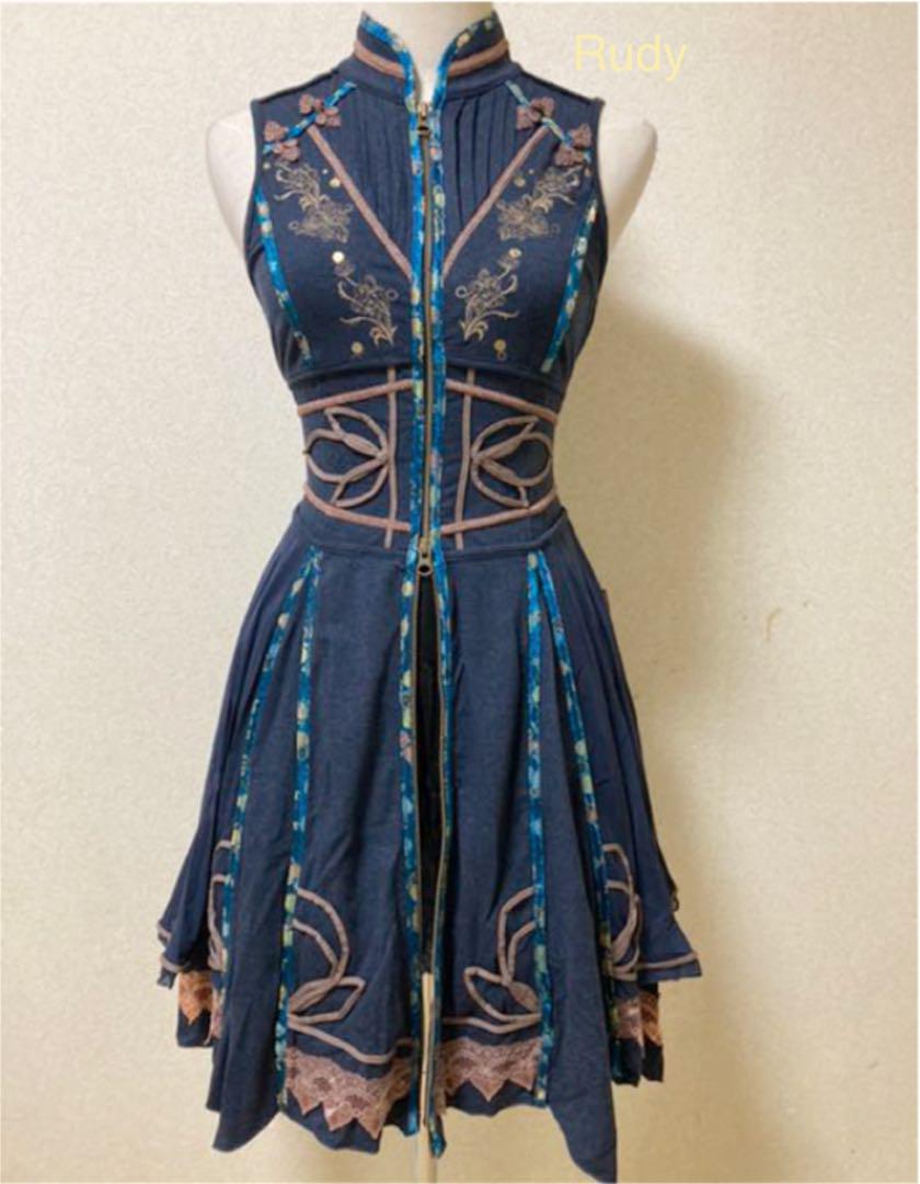 ozz oneste 青系 ひざ丈ワンピース oneste フェイクコルセット ozz ワンピース 【商品はお値下げ】!! ozz oneste 青系 ひざ丈ワンピース oneste フェイクコルセット ozz ワンピース 【商品はお値下げ】!!