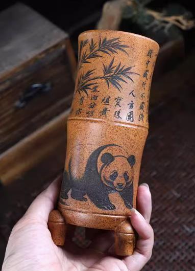 三本足節筒 中国宜興 紫砂の鉢 盆栽鉢 植木鉢 小品盆栽鉢 大品盆栽鉢