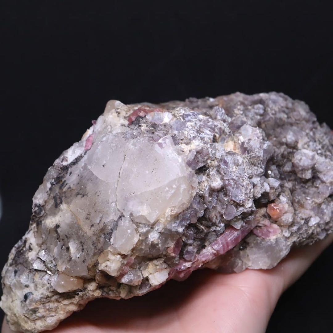 ピンクトルマリン 母岩 スモーキークォーツ 電気石 758,4g T632