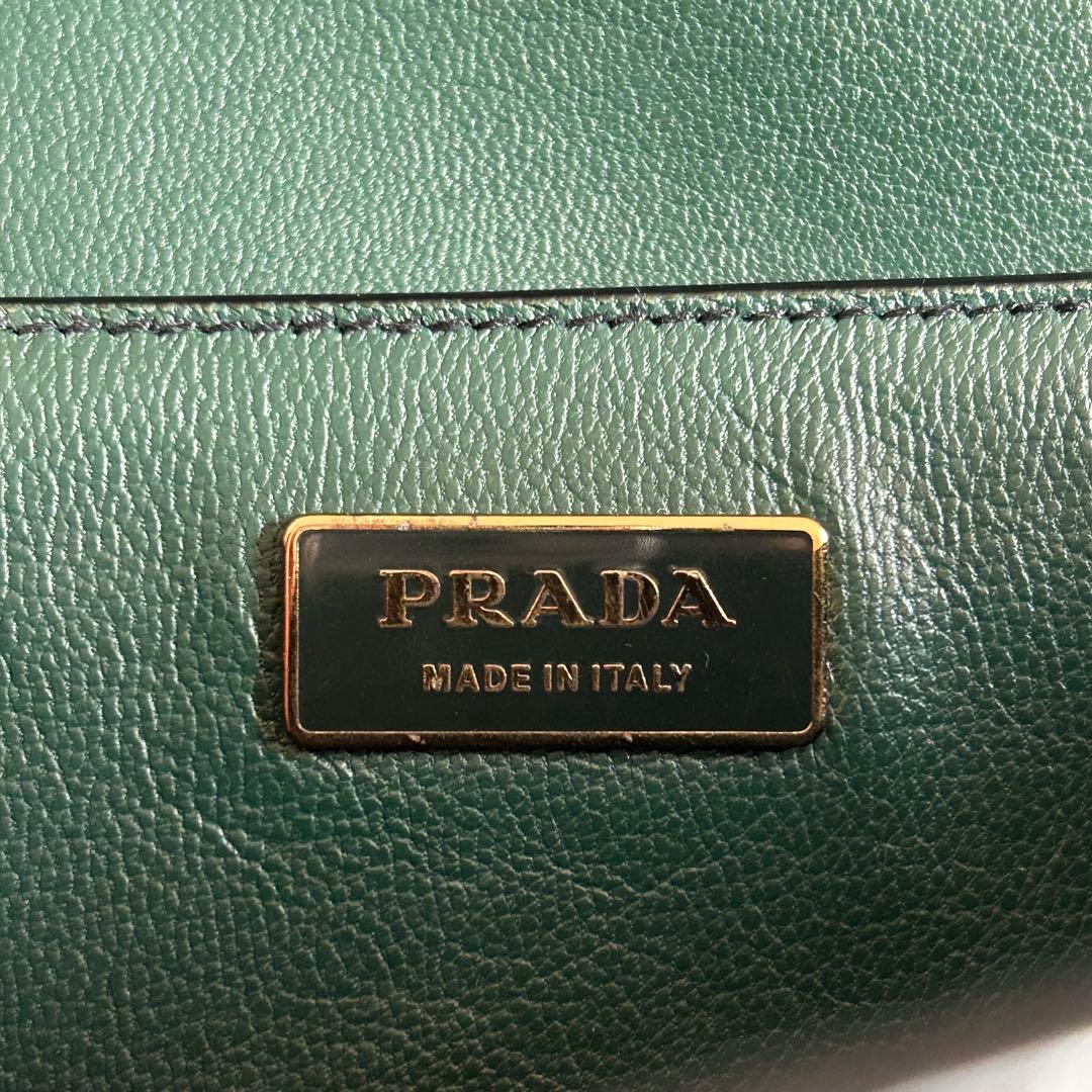 PRADA One Shoulder Leather Bag BlackGold