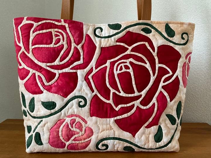 最大64%オフ! ハワイアンキルト ハンドメイド トートバッグ 薔薇