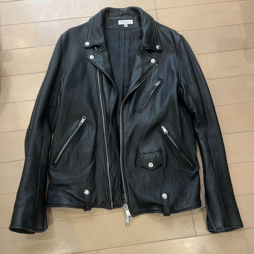 BEAUTY&YOUTH ブラックレザーライダースジャケット XL BEAUTY&YOUTH ブラックレザーライダースジャケット