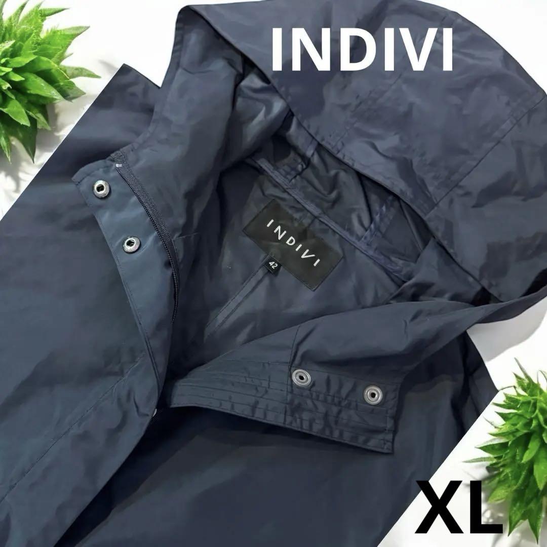INDIVI ネイビー 撥水 マウンテンパーカー 42 XL