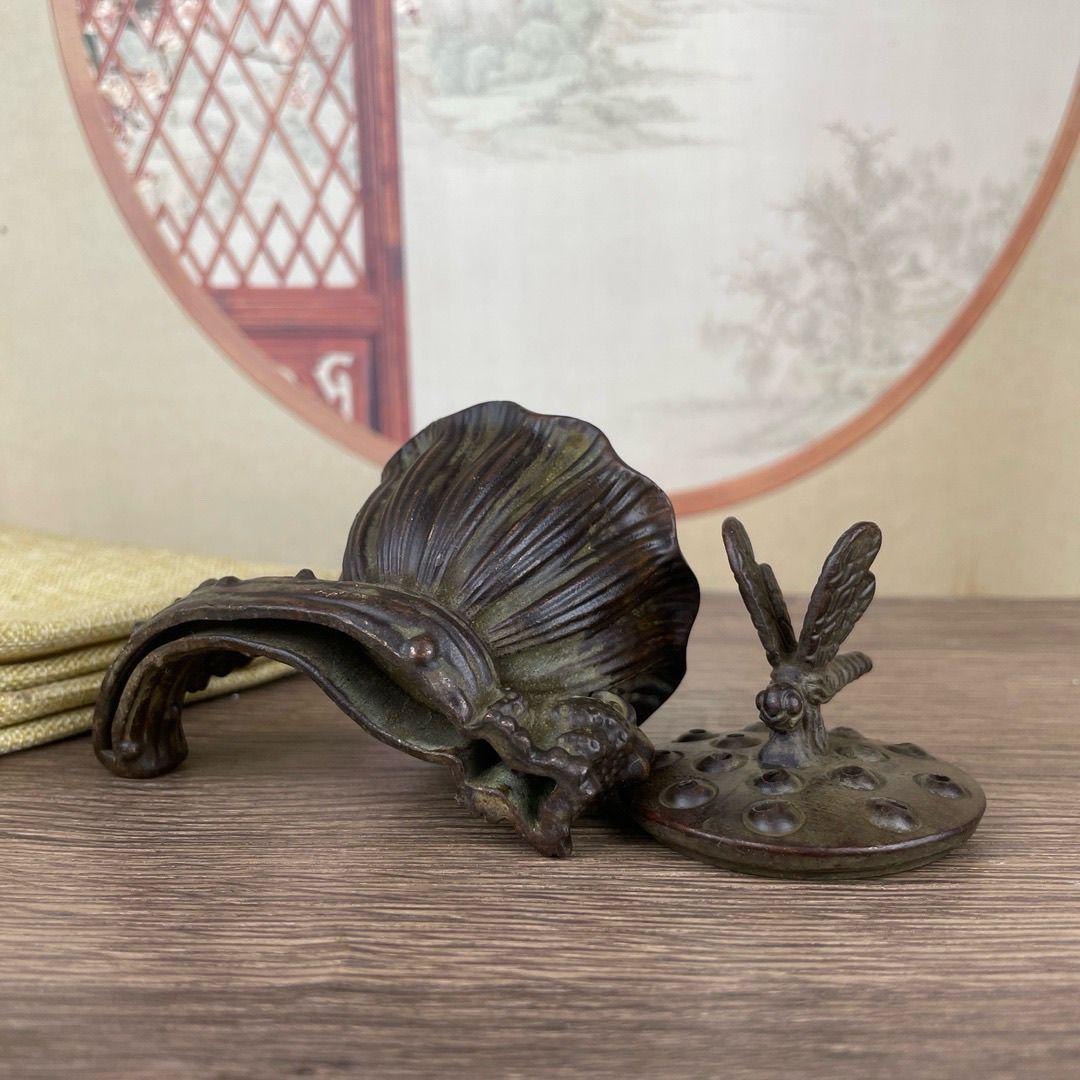 銅細工 蓮花金蟾 蓮子炉 蓮蓬香炉 装飾品 工芸品 美術品 置物