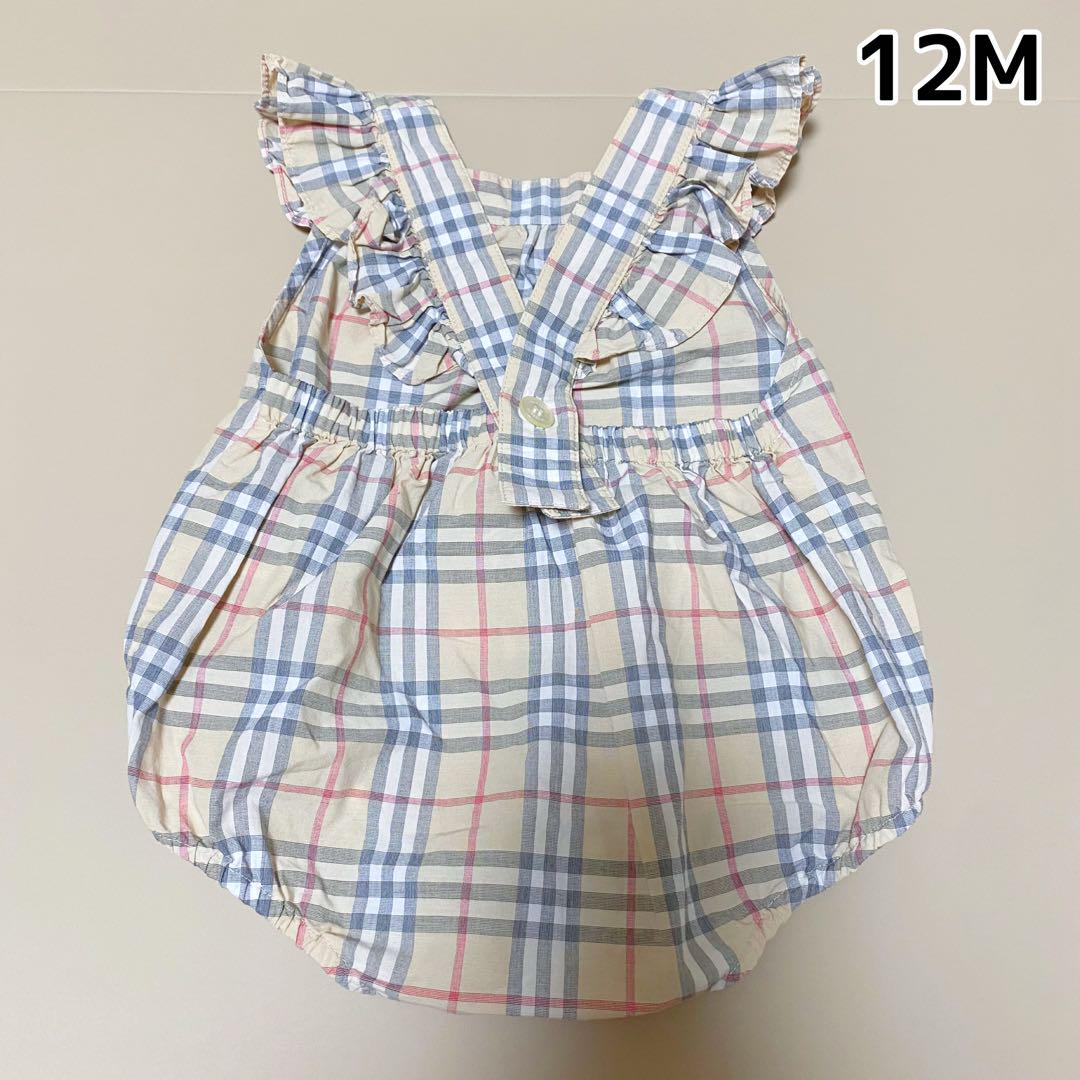 美品　Burberry バーバリー　ロンパース　12M 70 80 フリフリ半袖