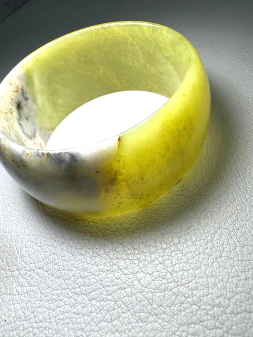 1【鑑定書付】岫玉(黄緑)バングル ブレスレット17cm 1【鑑定書付】岫玉(黄緑)バングル ブレスレット17cm