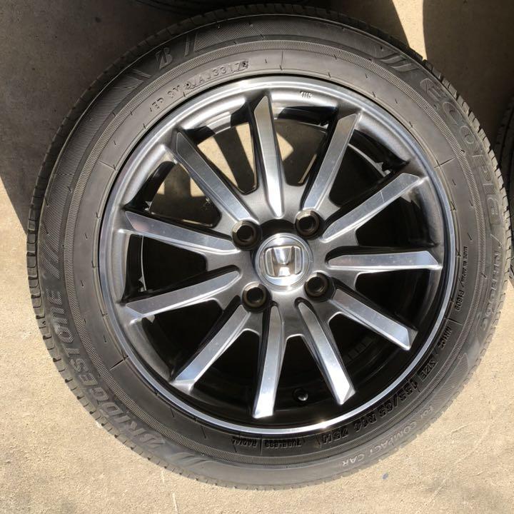 ぱーしもん ホンダ 155/65R14ホイール タイヤ ガリ傷なし Nワゴン純正 NBOX mD3MO-m19625174464 じなので