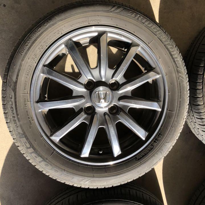 ぱーしもん ホンダ 155/65R14ホイール タイヤ ガリ傷なし Nワゴン純正 NBOX mD3MO-m19625174464 じなので