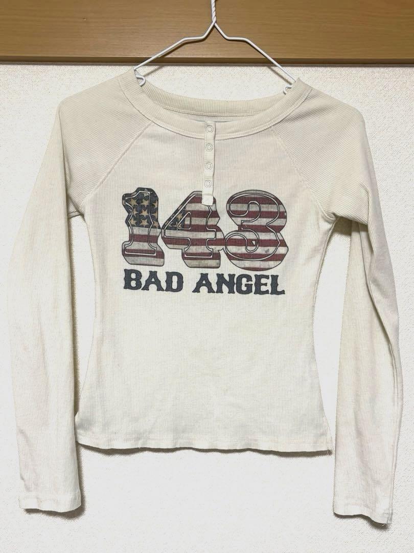 143 BAD ANGEL 長袖 Tシャツ ホワイト グレー