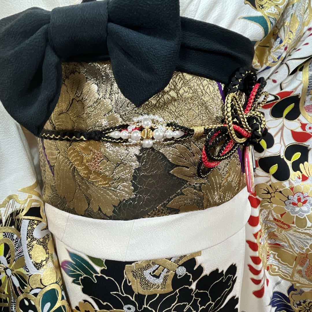 振袖 振り袖 成人式 フルセット 正絹 赤白 黒 赤 豪華 金銀彩 花柄 振袖 振り袖 成人式 フルセット 正絹 赤白 黒 赤 豪華 金銀彩 花柄