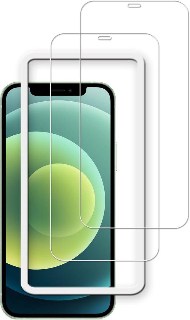 iphone12 ガラスフィルム【2 枚セット】 ガイド枠付き日本製硝子採用