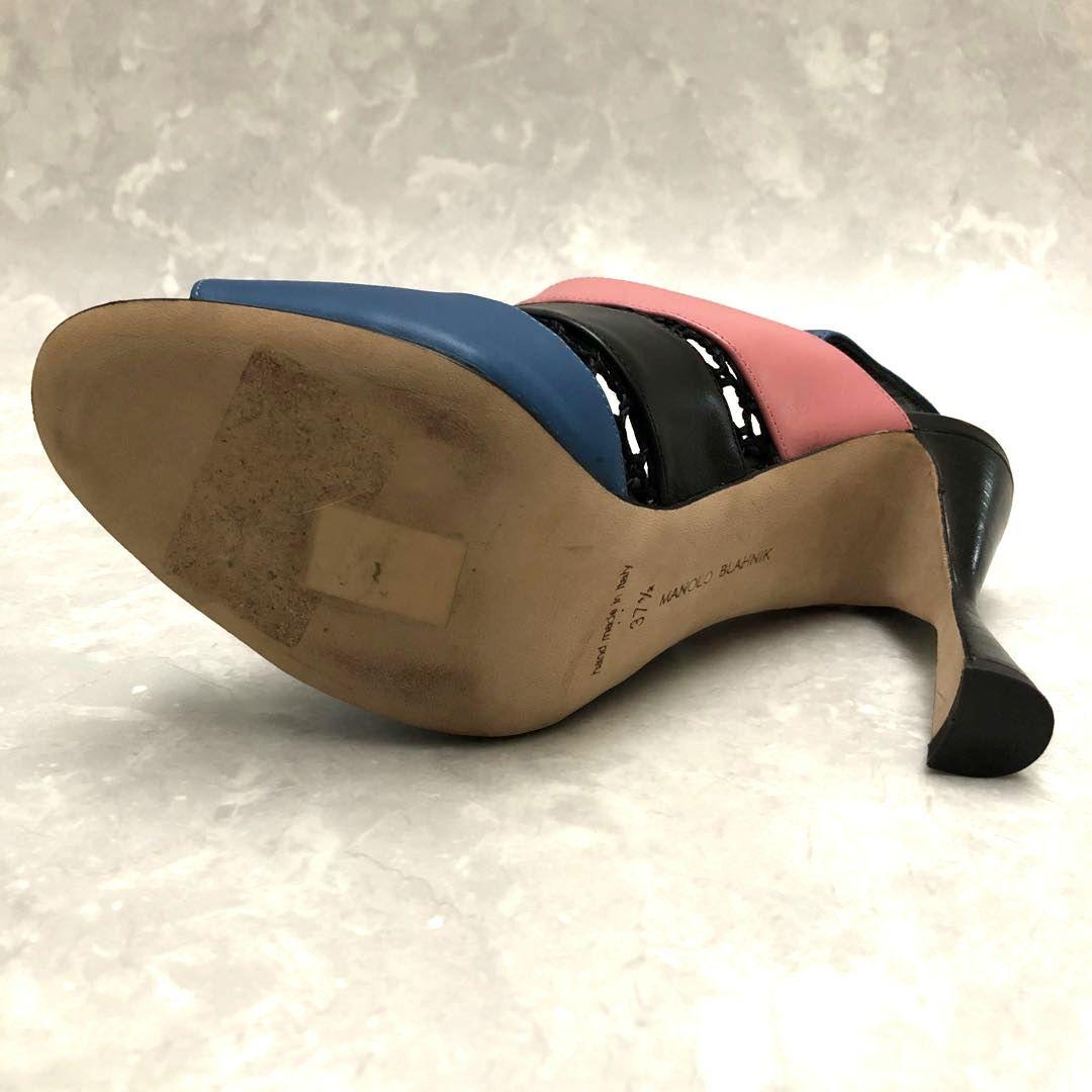 ★極美品★マノロブラニク VARENNAサンダル レザー マルチカラー 37.5 ☆極美品☆マノロブラニク VARENNAサンダル レザー マルチカラー