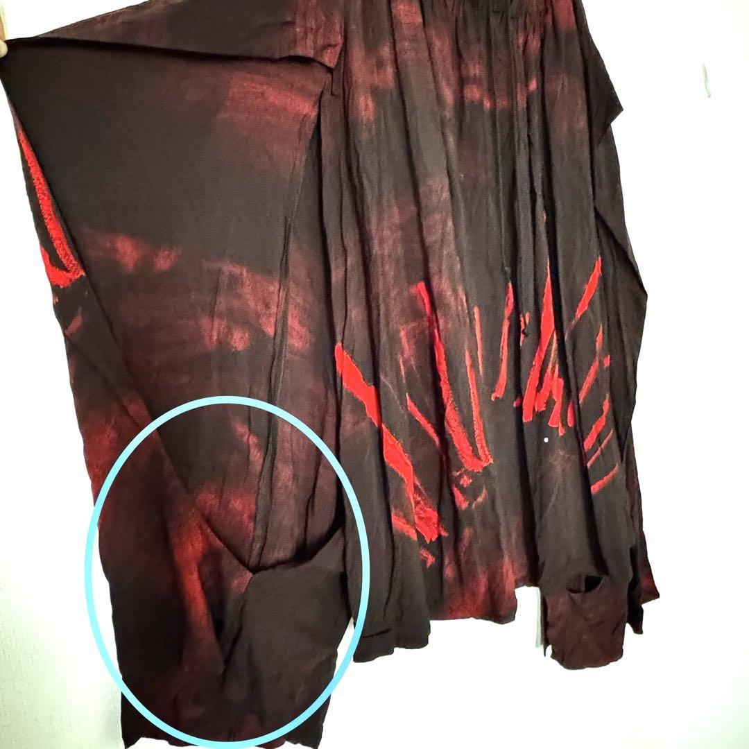 Yohji Yamamoto femme朝倉優佳 ペイントパンツ 赤黒 サンプル Yohji Yamamoto femme朝倉優佳 ペイントパンツ 赤黒 サンプル