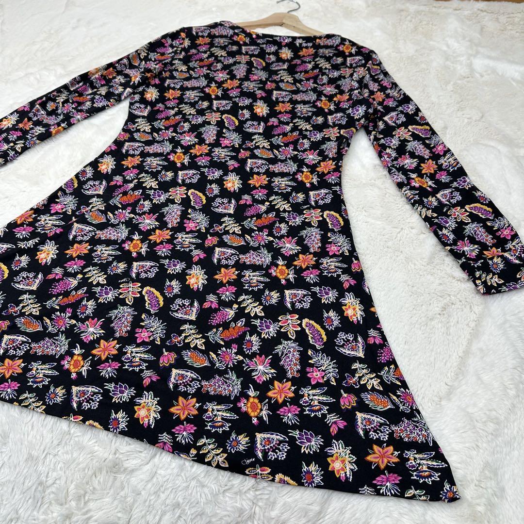 ✨美品✨ダイアン シルク100% 花柄ワンピース 華やか Aライン 10 L