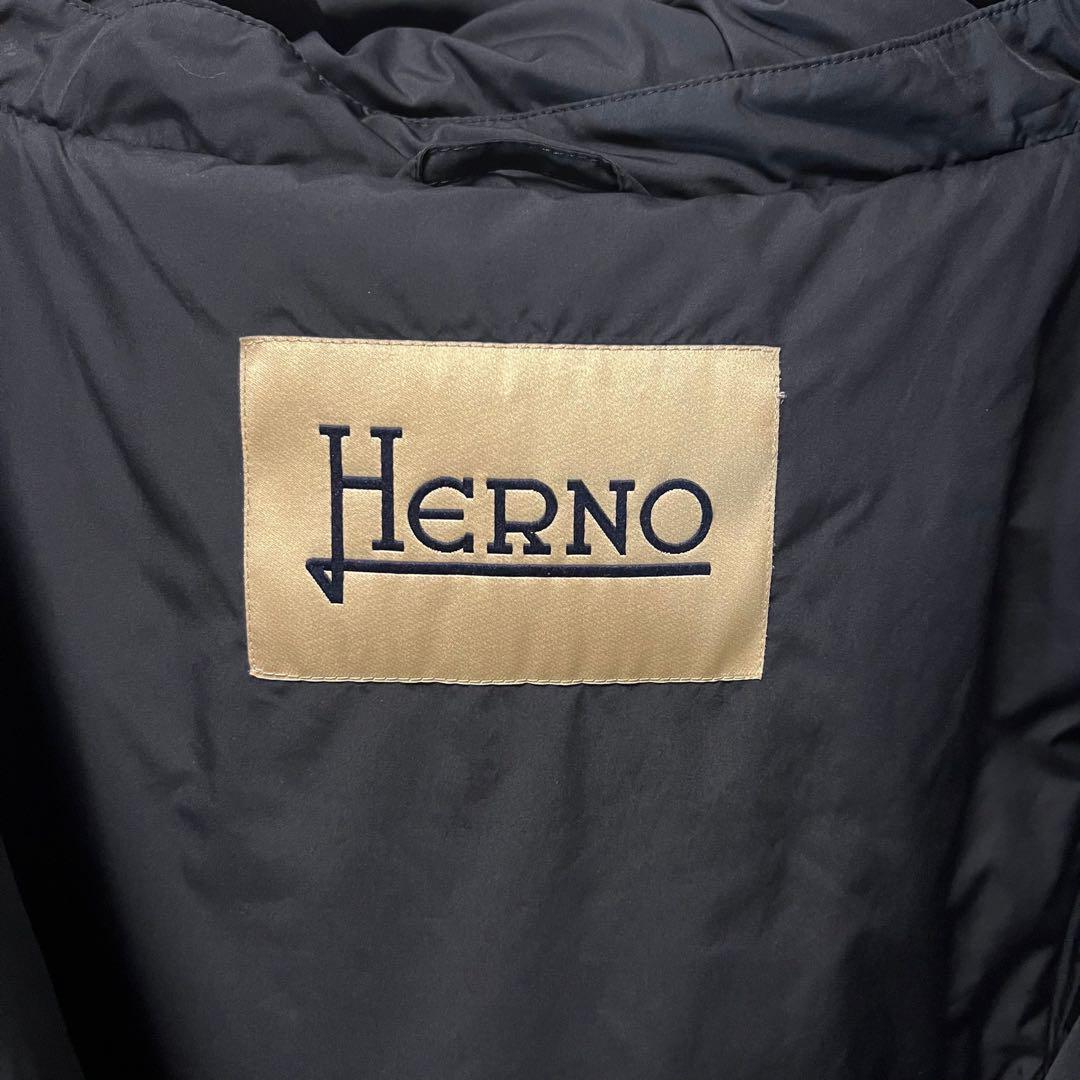 HERNO ヘルノ ダウンコート ウール切替 フェザー ブラック フード取り外し
