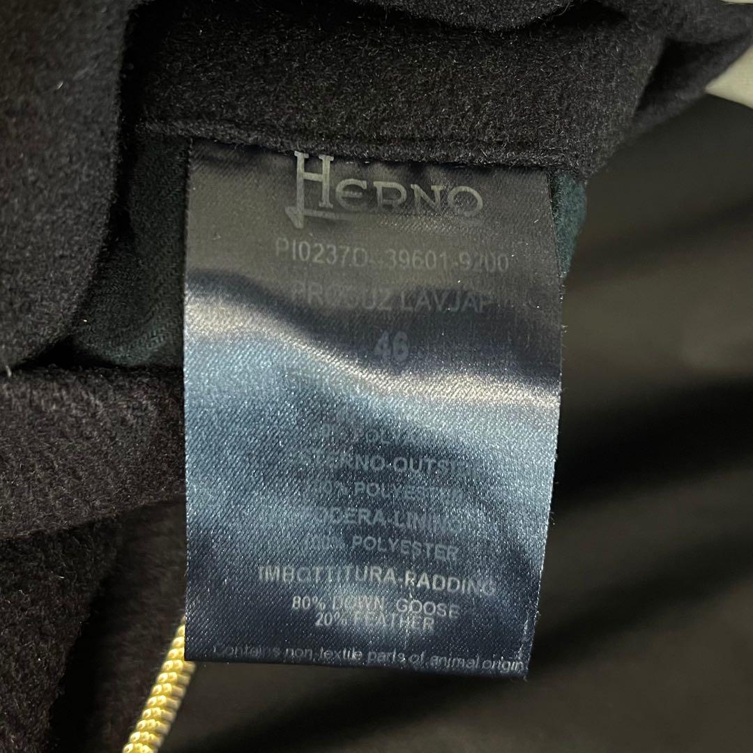 HERNO ヘルノ ダウンコート ウール切替 フェザー ブラック フード取り外し