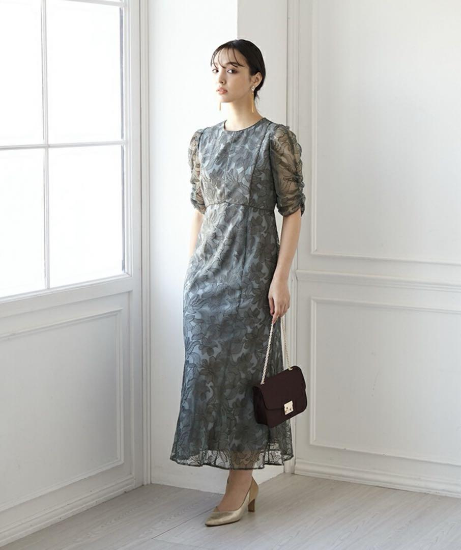 エメ　AIMER エンブロイダリーチュールパイピングドレス