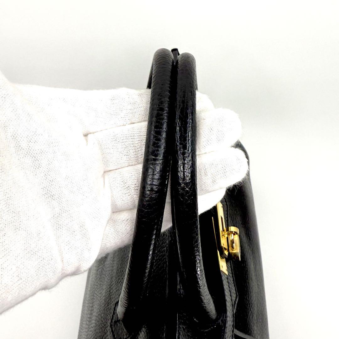 【美品】HIGH CLASS ハンドバッグ ゴールド金具 レザー ブラック 40