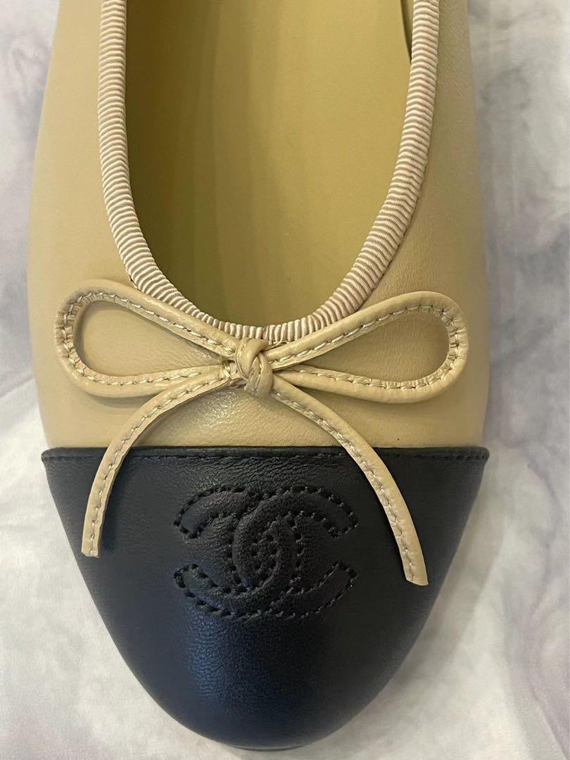 バイカラーがお洒落♪【CHANEL】バレエシューズ 国内発【CHANEL】 バレリーナ おしゃれ バイカラー (CHANEL