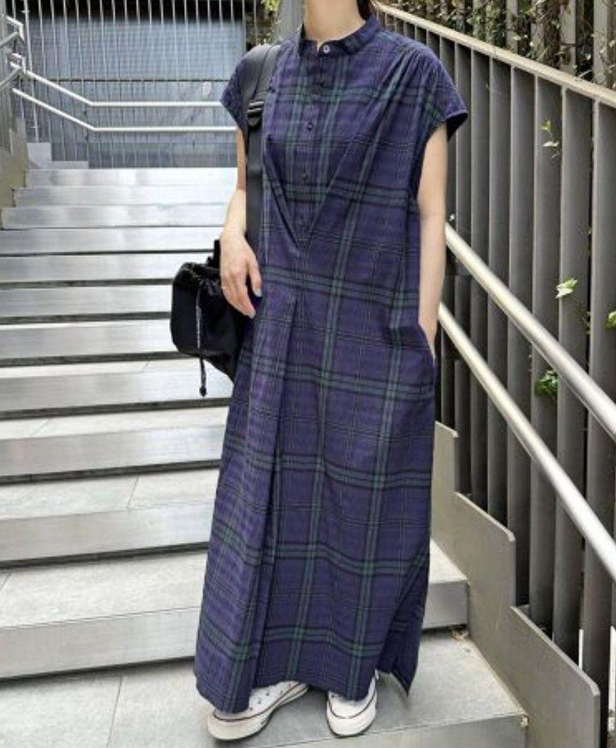 Spick & Span　サッカーチェックワンピース　ネイビーベース　38