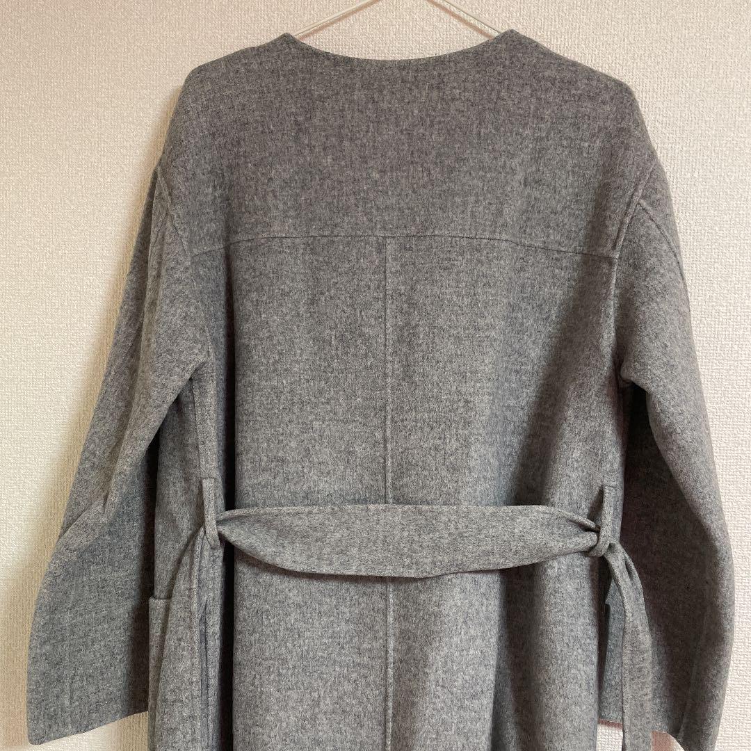Spick&Span】ダブルフェイスノーカラーコート グレー - www.pgridki.or.id 1着でも送料無料 【Spick&Span】ダブルフェイスノーカラーコート グレー ロングコート