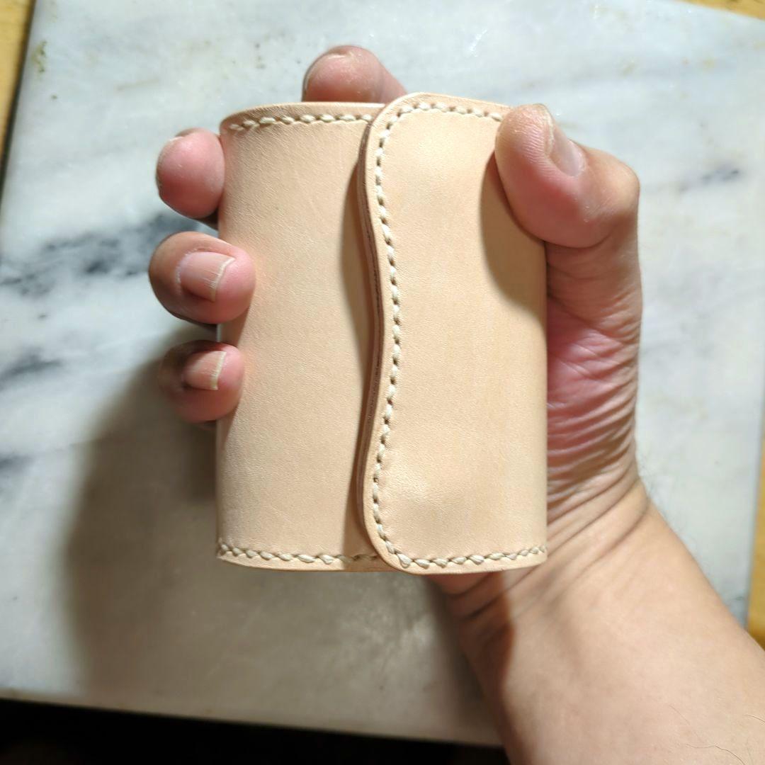 U型ミニ財布 ハンドメイド 2つ折り財布 姫路ヌメ革 小さい財布
