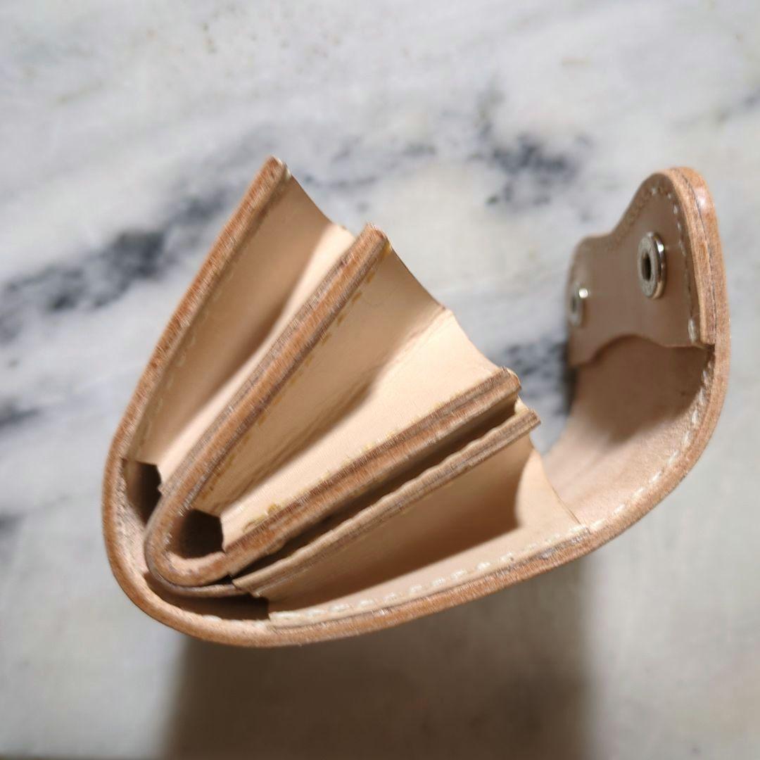 U型ミニ財布 ハンドメイド 2つ折り財布 姫路ヌメ革 小さい財布