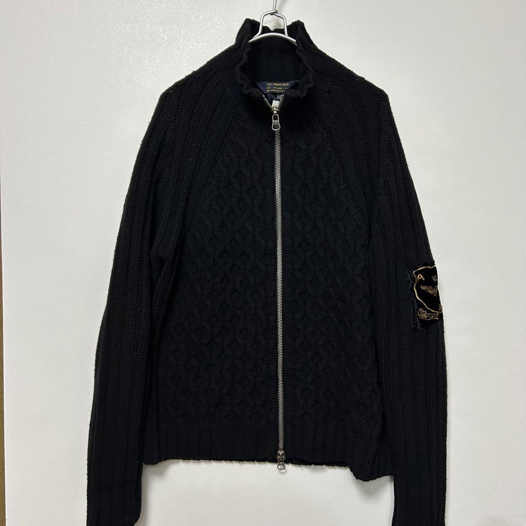 ARMANI JEANS ケーブルニット ダブルジップ ジャケット