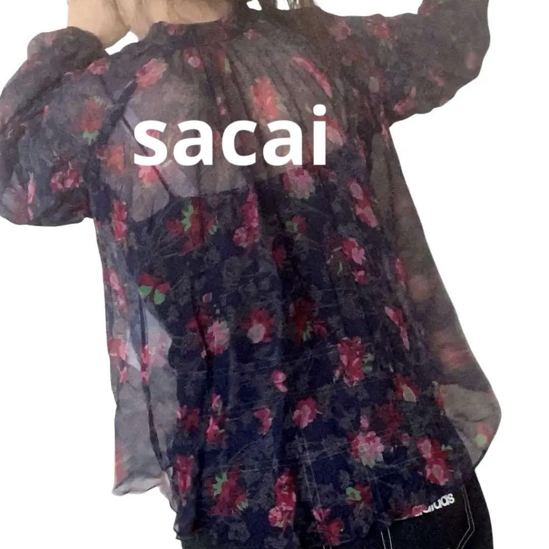 極美品] サカイ sacai カットソー シルク 透け感 ドッキング 異