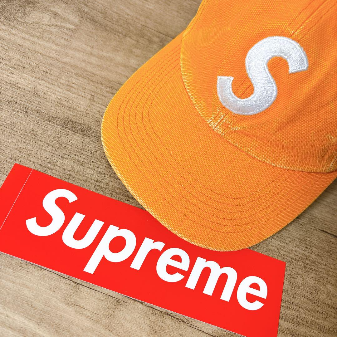 正規品　Supreme キャップ　帽子 アメリカ製　Sロゴ オレンジ