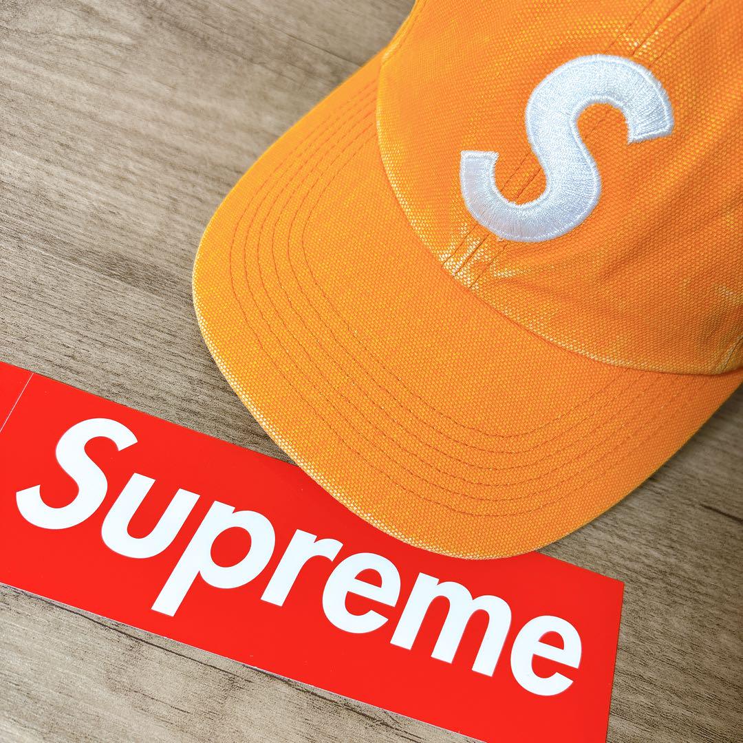 正規品　Supreme キャップ　帽子 アメリカ製　Sロゴ オレンジ