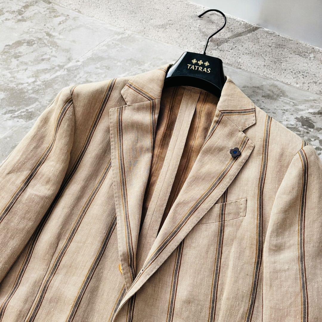 LARDINI 麻100% 最高級 テーラードジャケット 金ボタン 50