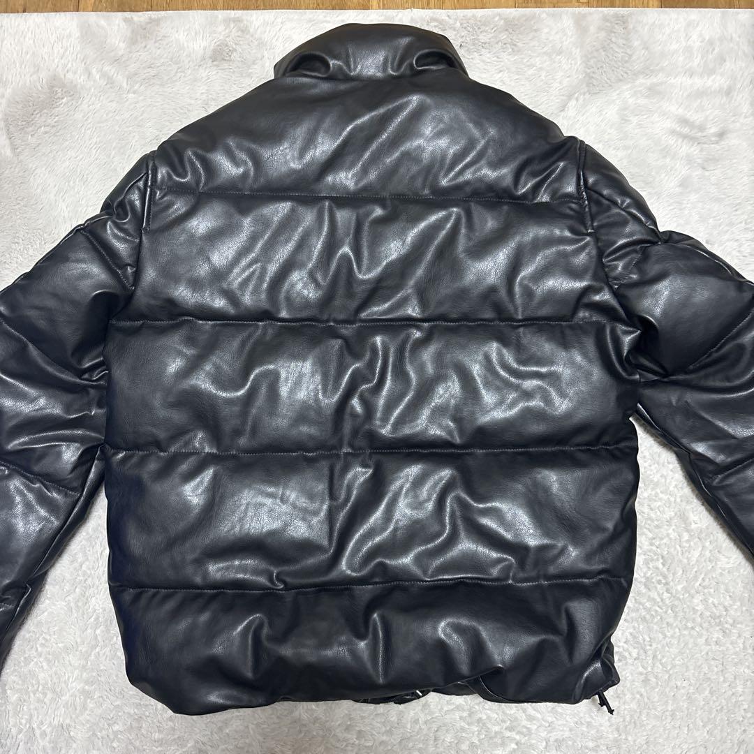 ZARA ザラ　フェイクレザー ダウンジャケットs ドローコード付き