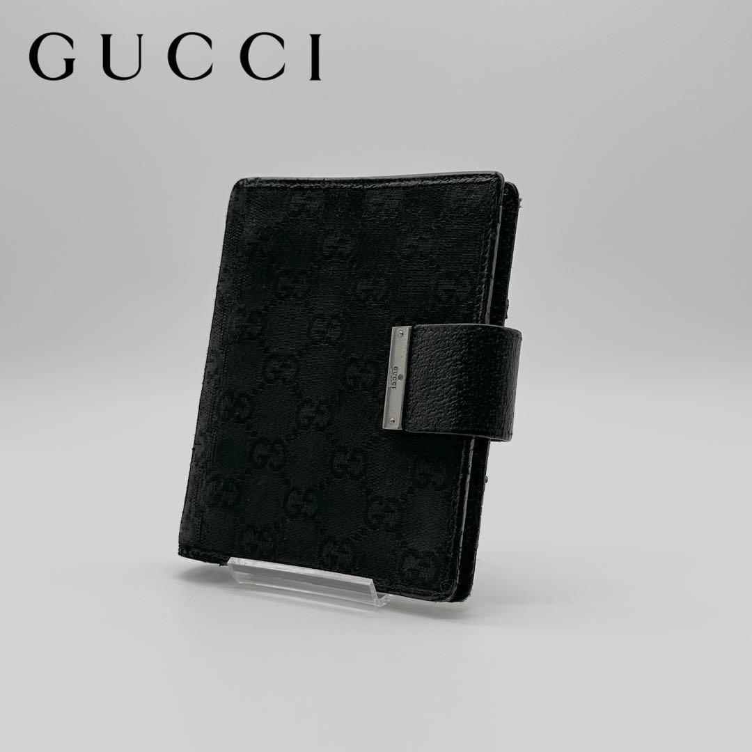 【美品】 GUCCI レザー×キャンバス システム手帳 カバー ケース GG柄