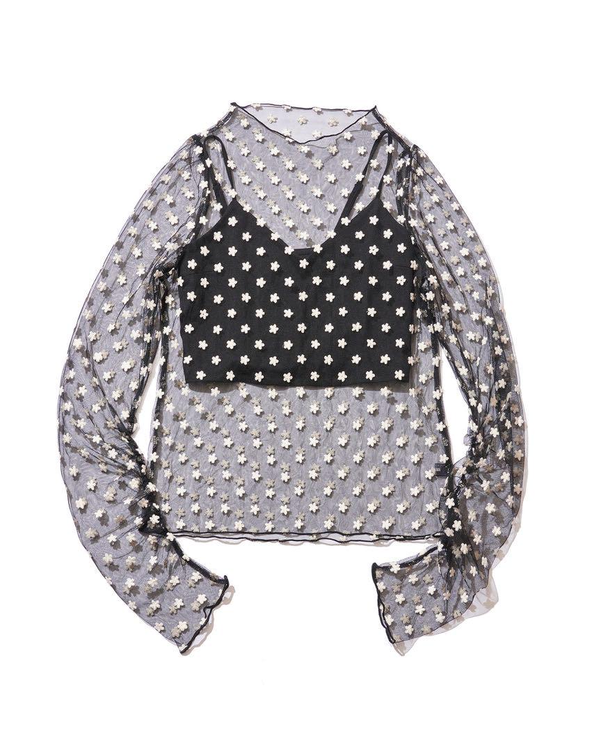 ロージールーチェ FLOWER TULLE SHEER TOPS 板野友美 トップス
