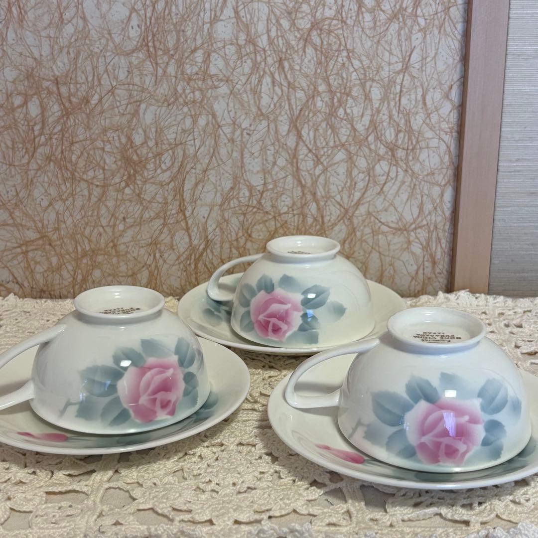 レトロ 深川製磁インペリアル薔薇カップ ソーサー3組セット目立った傷や汚れなし