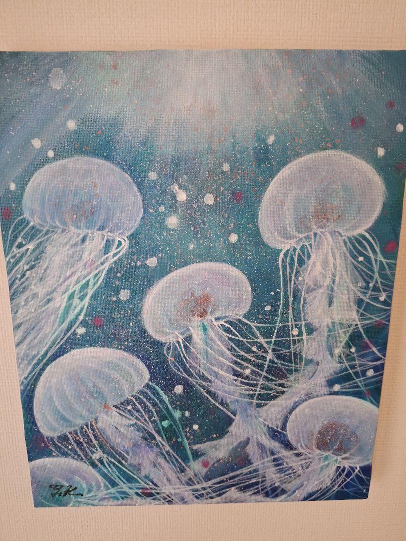 DANCE クラゲの抽象画 F8アートインテリアアクリル画　海月 絵画作品 クラゲ 海月