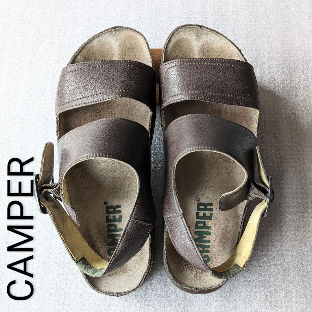 CAMPER TWIINS ブラウン レザー サンダル K201346-002_LF.png