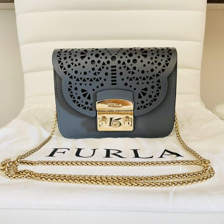 FURLA metropolisフルラメトロポリスショルダーチェーンバッグブルー