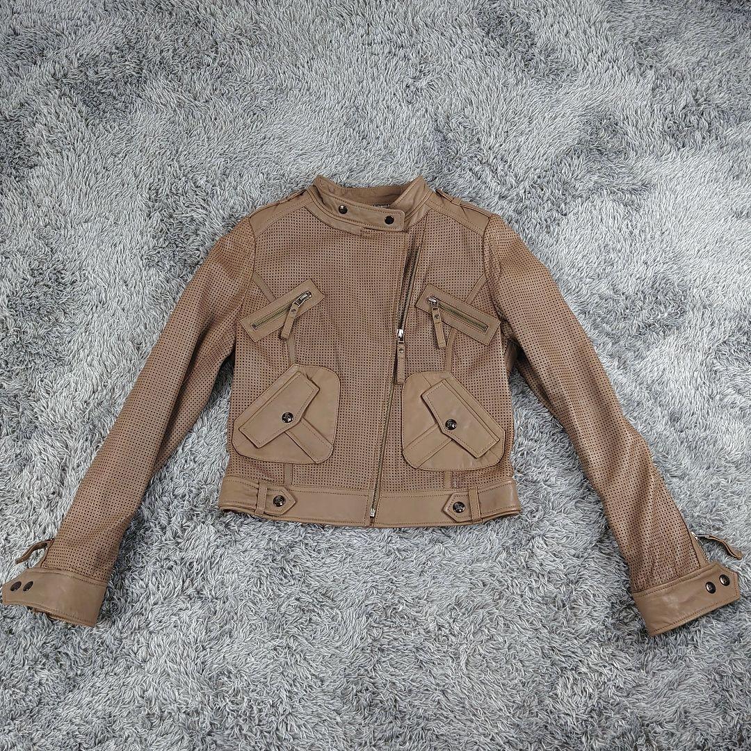 BURBERRY ライダース ジャケット ノバチェック 羊革 シープレザー 美