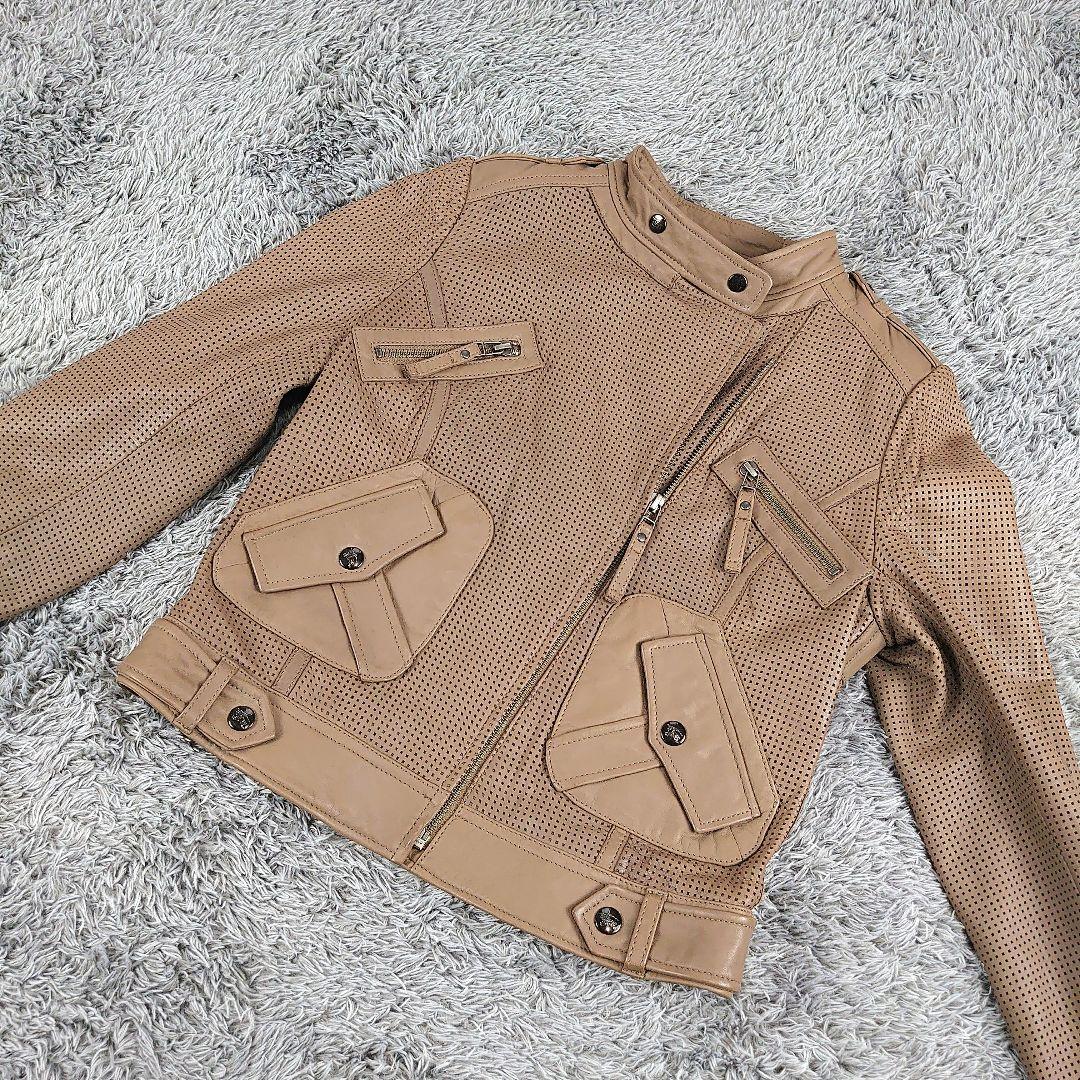 BURBERRY ライダース ジャケット ノバチェック 羊革 シープレザー 美