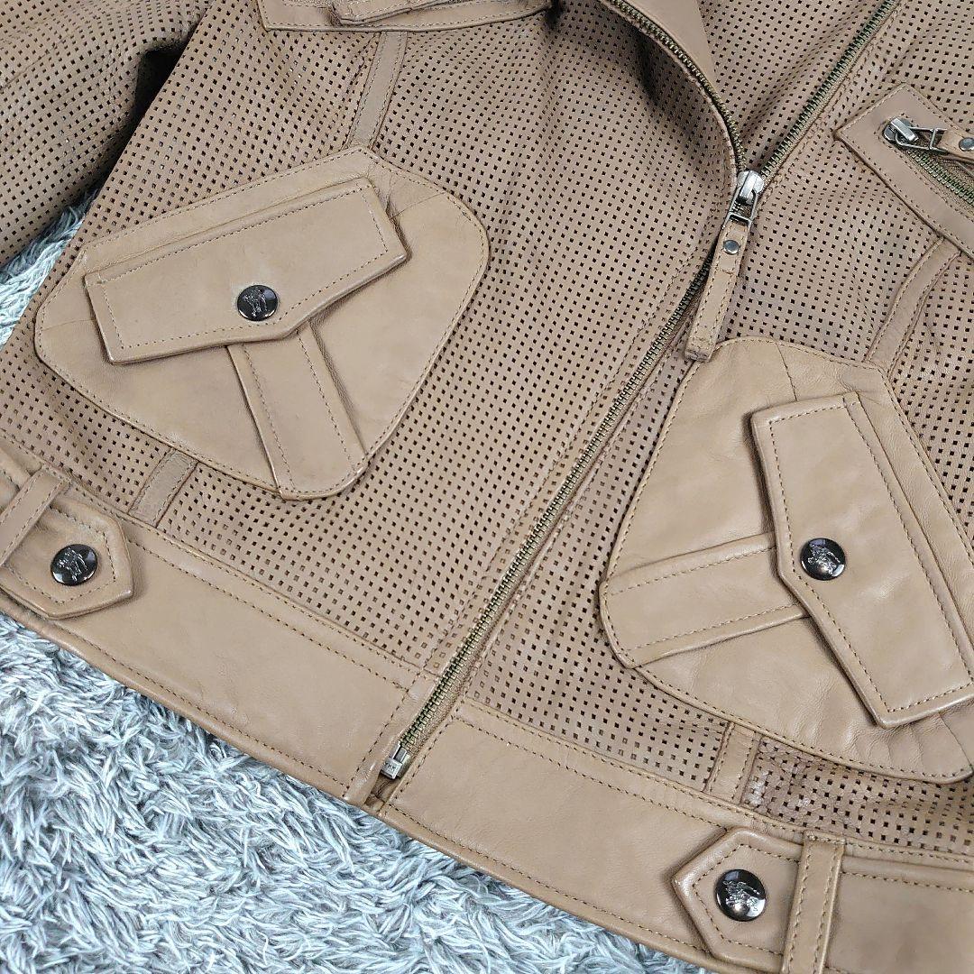 BURBERRY ライダース ジャケット ノバチェック 羊革 シープレザー 美